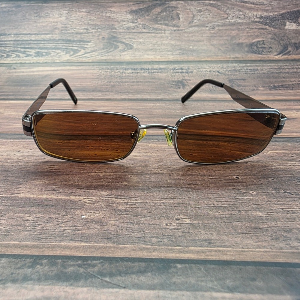 Kirkland Signature Moon Gun Sunglasses Gunmetal Rectangular Amber Lens 53-17-140